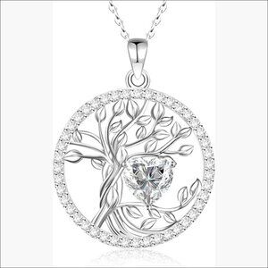 925 Sterling Silver Tree of Life Pendant Necklace with Birthstone